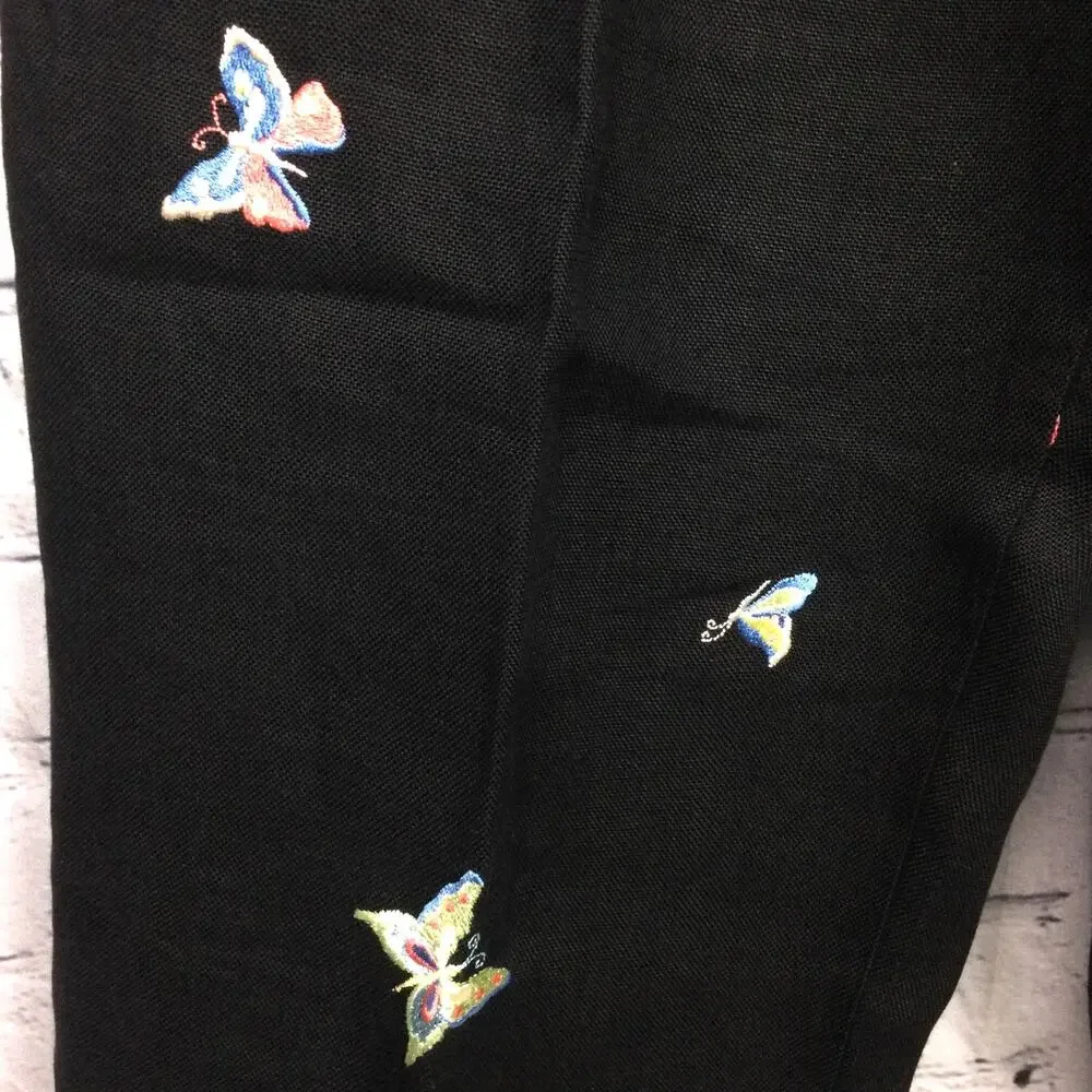 Talbots 90s Whimisgoth Artsy Linen Embroidered Nature Retro High Rise Pant 12